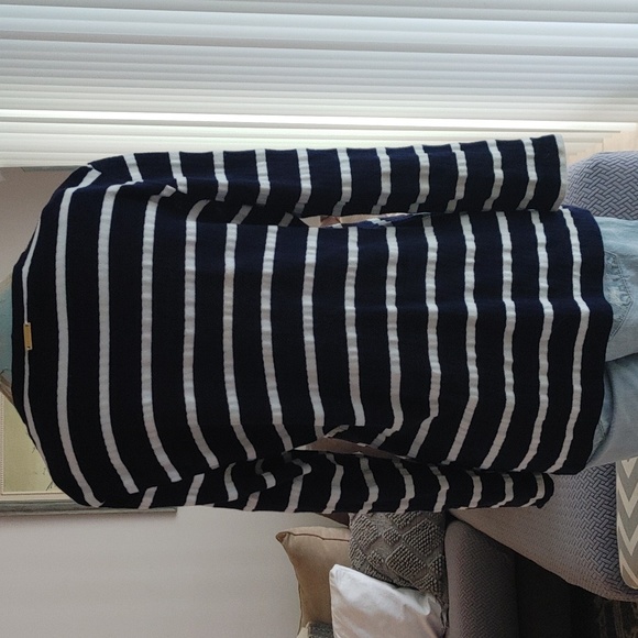 ST. JOHN Sport Nautical Vneck cardigan striped sweater M lightweight - Picture 13 of 17